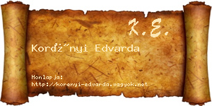 Korényi Edvarda névjegykártya